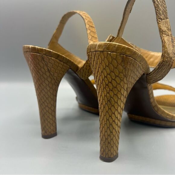 Lauren Ralph Lauren Leather Snakeskin Ankle Strap Heels - Picture 3 of 7